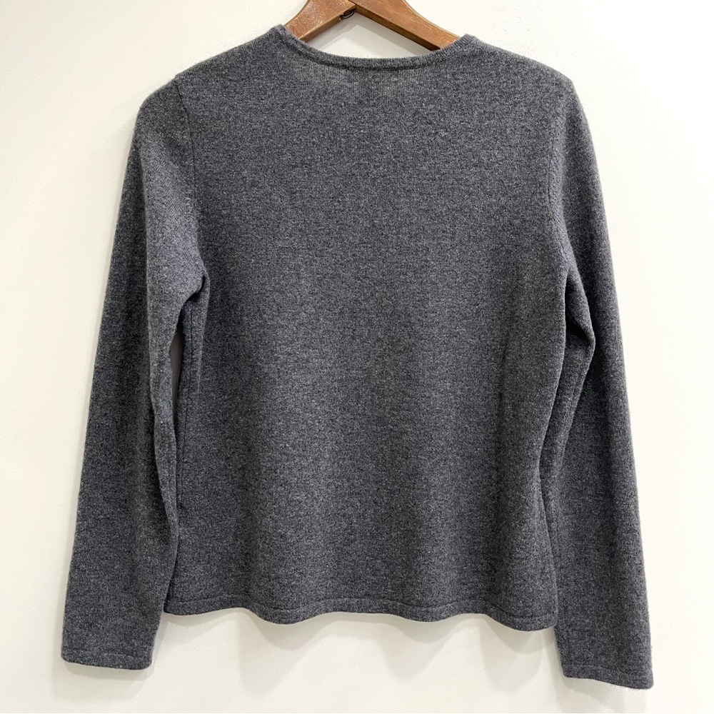 Lands End Argyle 100% Cashmere Crew Neck Women’s Sweater Gray Blue M 10-12 - Picture 2 of 6